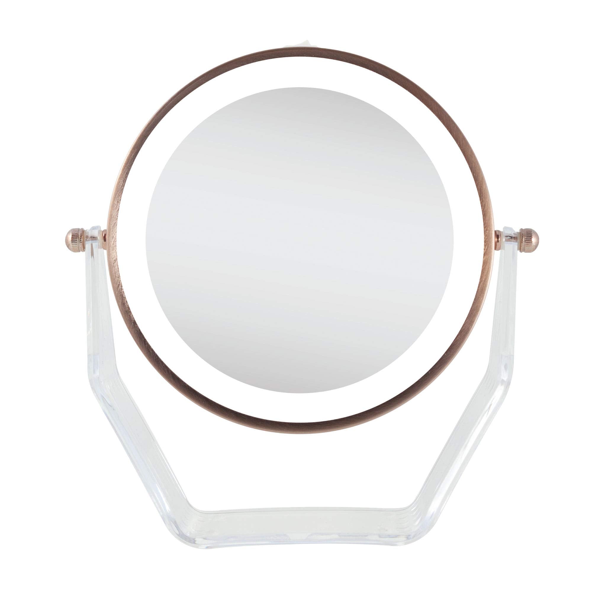 Zadro Products Next generation two-sided led lighted vanity swivel mirror in acrylic base with 1x and 8x magnification, Rose Gold