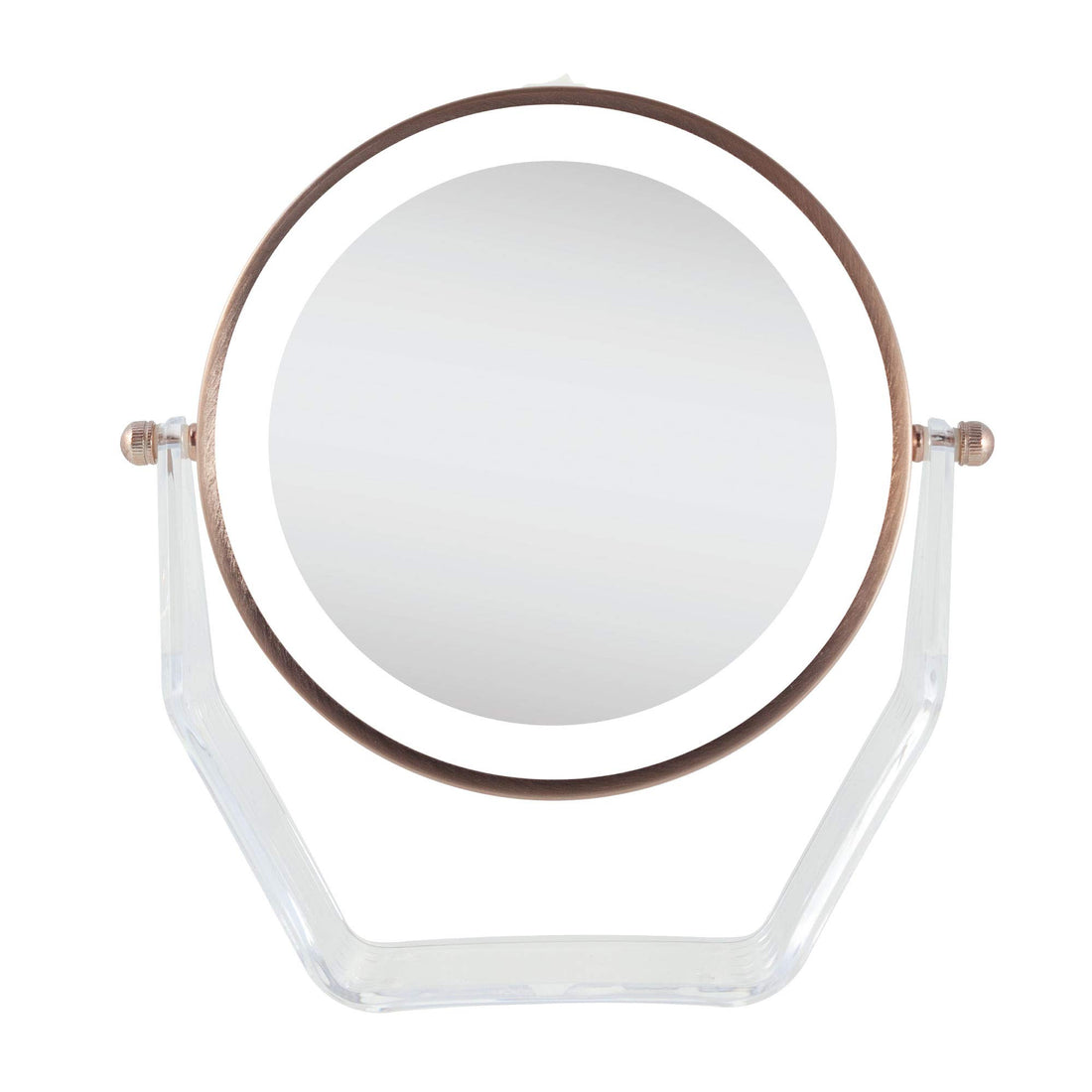 Zadro Products Next generation two-sided led lighted vanity swivel mirror in acrylic base with 1x and 8x magnification, Rose Gold