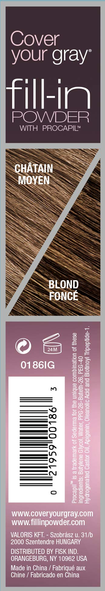 MEDIUM BROWN/DARK BROWN : Cover Your Gray Fill-in Powder with Procapil/ Two Shades In One! (MEDIUM BROWN/DARK BROWN)