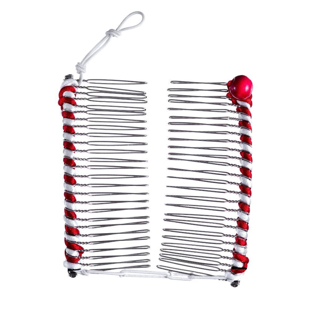 Medium, Red and White : Candy Cane Cord Stretch Banana, Christmas Hair Accessory perfect for Easy Ponytail, UpDo or Faux Hawk, Red and White, Medium. By HairZing