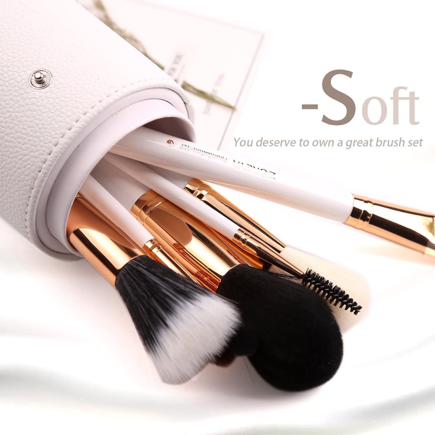 White: Zoreya Travel Makeup Brush Set White 12pcs Makeup Brushes Premium Synthetic Hair Professional Foundation Powder Contour Blush Cosmetic Eye Brush Sets With Holder For Valentines Gifts