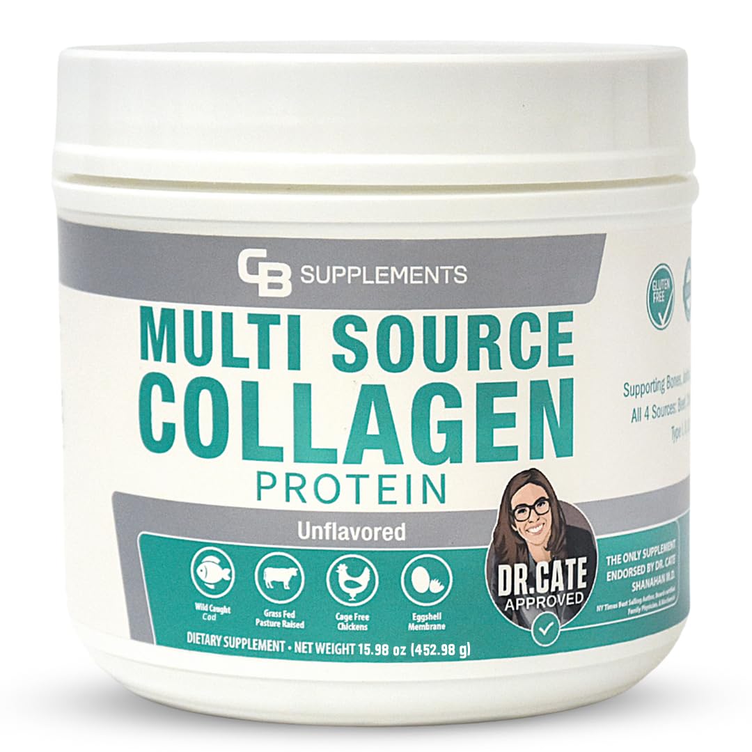 CB Supplements Unflavored Multi Collagen Protein Powder - Hydrolyzed Bovine Collagen Peptides, Albumen Protein, Hydrolyzed Marine Collagen Peptides