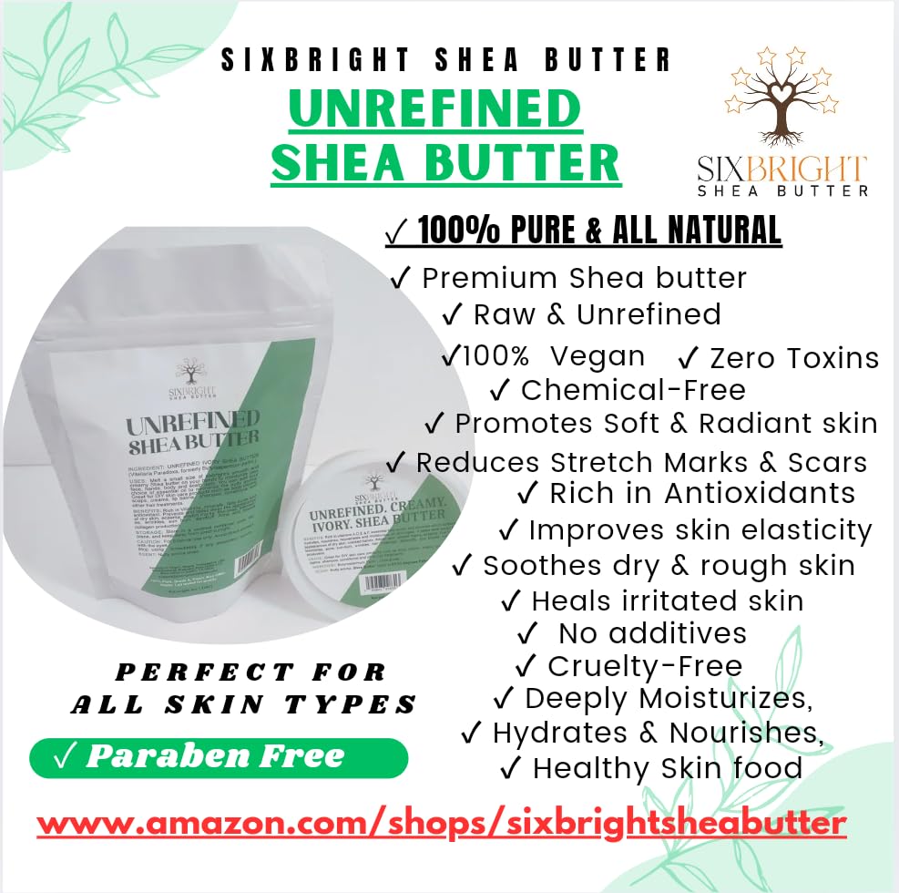 Sixbright Shea Butter Unrefined Raw African Natural Shea Butter-8 oz, Ivory