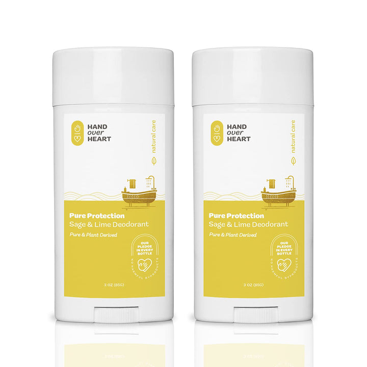 Hand over Heart Pure Protection Sage Lime Deodorant - Certified Organic Made from Natural Ingredients Chemical Free Prevents Odors and Suitable for All Skin Types, 2 Pack