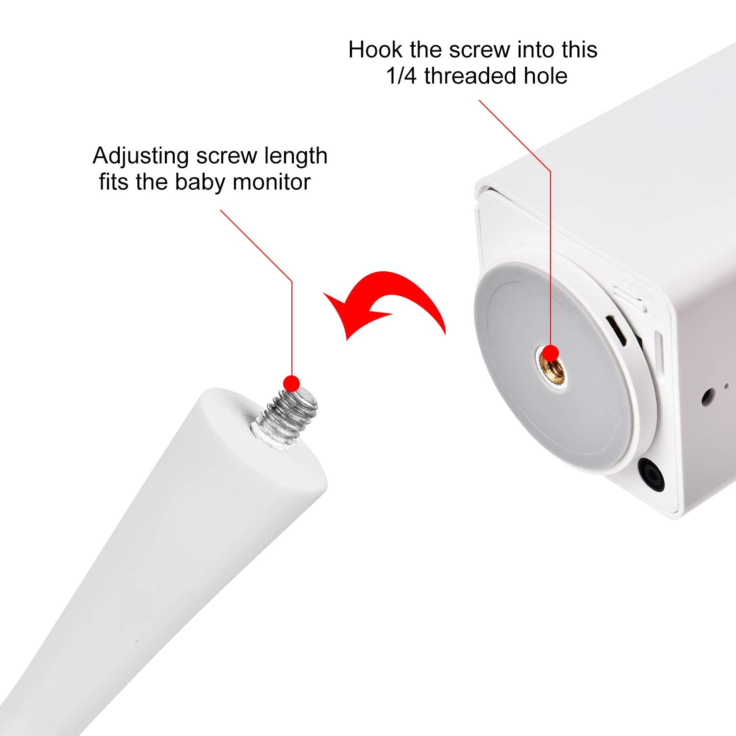 iTODOS Baby Monitor Mount Compatible with Arlo,Owlet,Goodbaby,Hellobaby,ANMEATE,Vtech,Motorola Baby Monitor and Most Universal Monitors Camera,Versatile Twist Mount Without Tools or Wall Damage-White