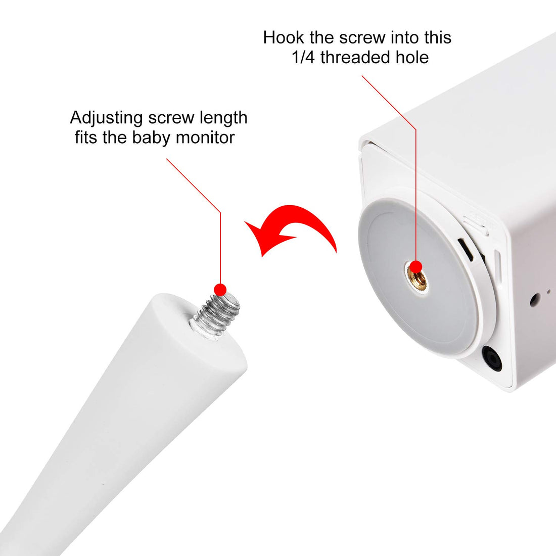 iTODOS Baby Monitor Mount Compatible with Arlo,Owlet,Goodbaby,Hellobaby,ANMEATE,Vtech,Motorola Baby Monitor and Most Universal Monitors Camera,Versatile Twist Mount Without Tools or Wall Damage-White