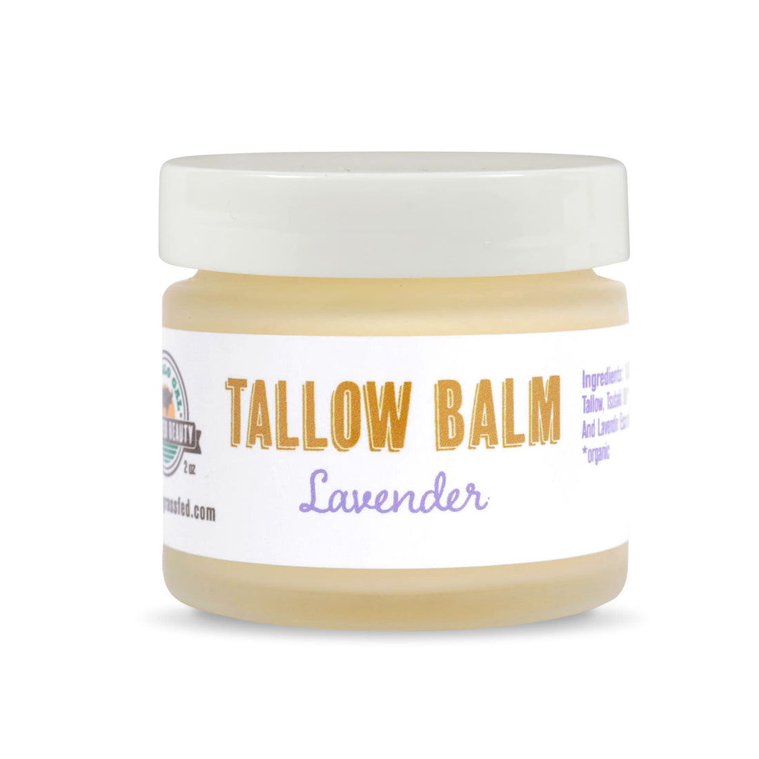 BUFFALO GAL Grassfed Beauty Regenerative Lavender Tallow Balm, Dry Rendered, Therapeutic Grade, Lab Tested Tallow Grass Fed, Superior Tallow Moisturizer for Face and Body, Organic Ingredients, 2 oz