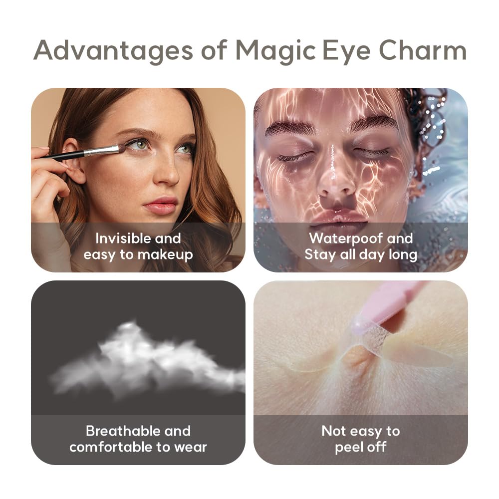 Eye Charm Double Eyelid Tape Hooded Eye Lift – Droopy Eyelid Lifter Eye Lid Strips for Hooded Eyes (Double Sided 3mm 176p)