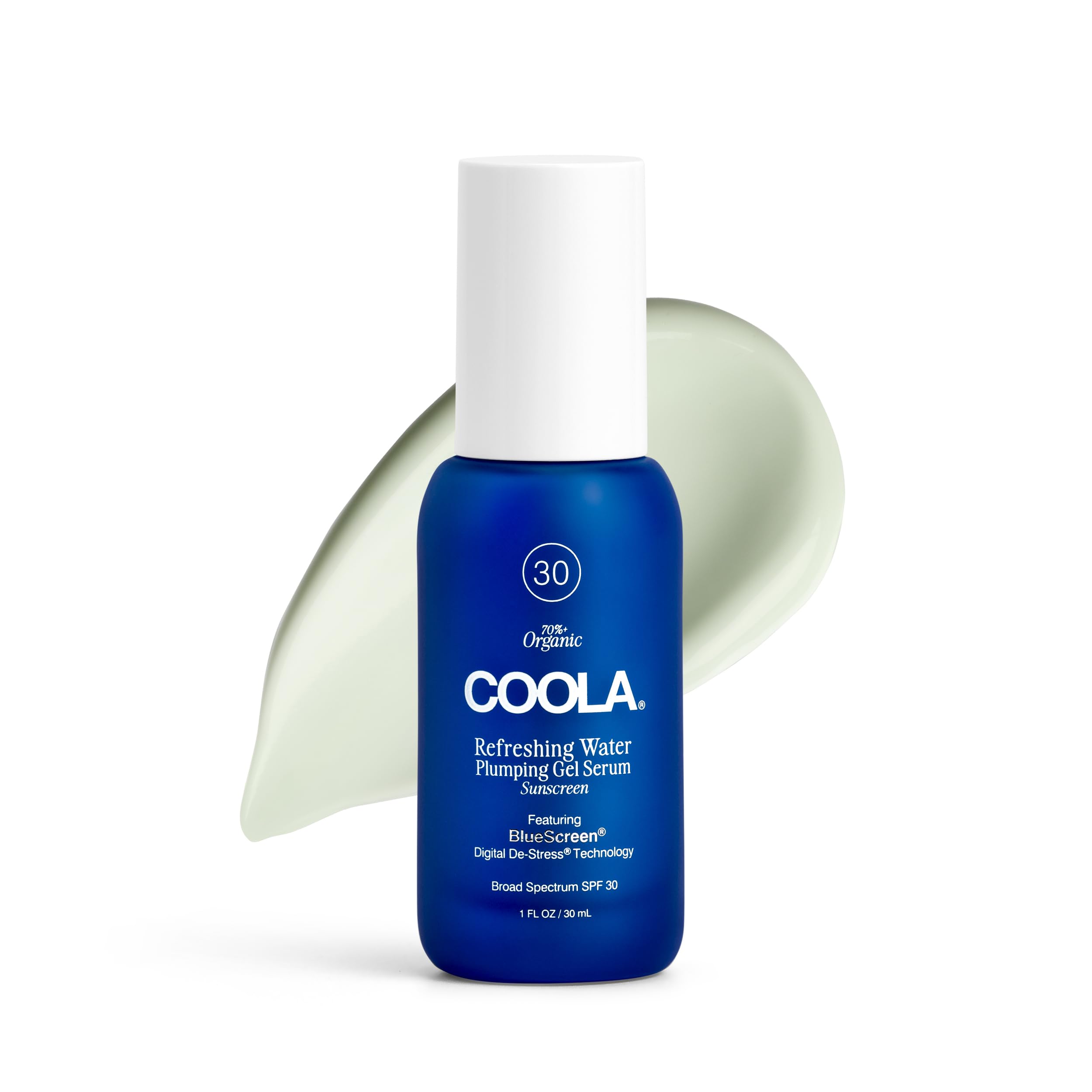 COOLA Refreshing Water Plumping Gel with SPF 30, Dermatologist Tested Face Sunscreen with Hyaluronic Acid, Organic Aloe, and Coconut Water, 1 Fl Oz
