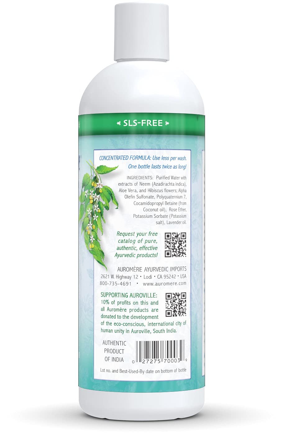 Auromere Shampoo Aloe Vera Neem 16 Oz