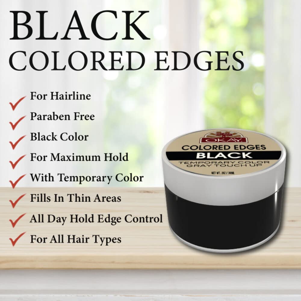 Okay Colored Edges, Black, 2 Ounce by Okay