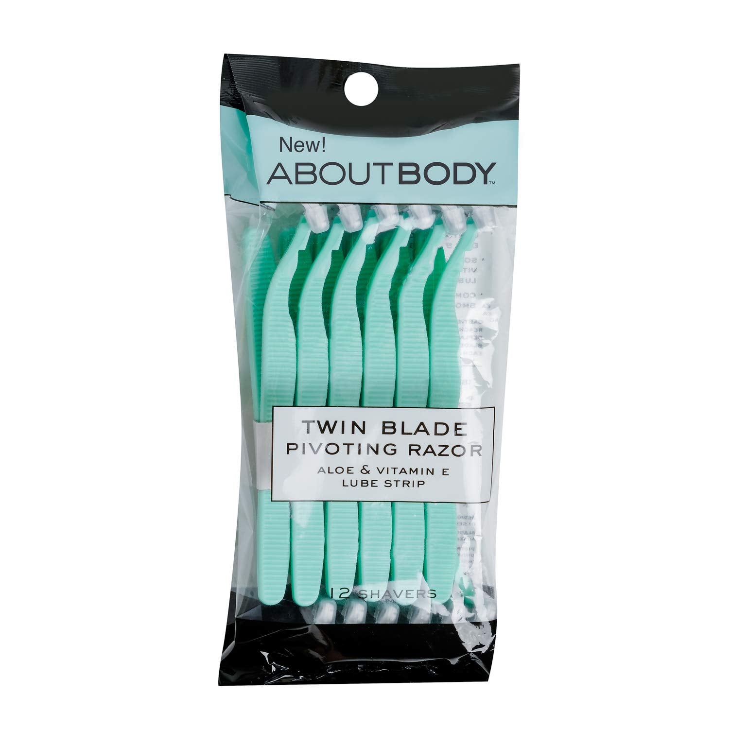 About Face Kai About Body Twin Blade Pivoting Disposable Razors,12 Shaver per Package;Curve-Hugging Pivoting Head Adjust to Body Contours;Aloe & Vitamin E Lube Strip Sooth Skin for Easy,Quick Shaving