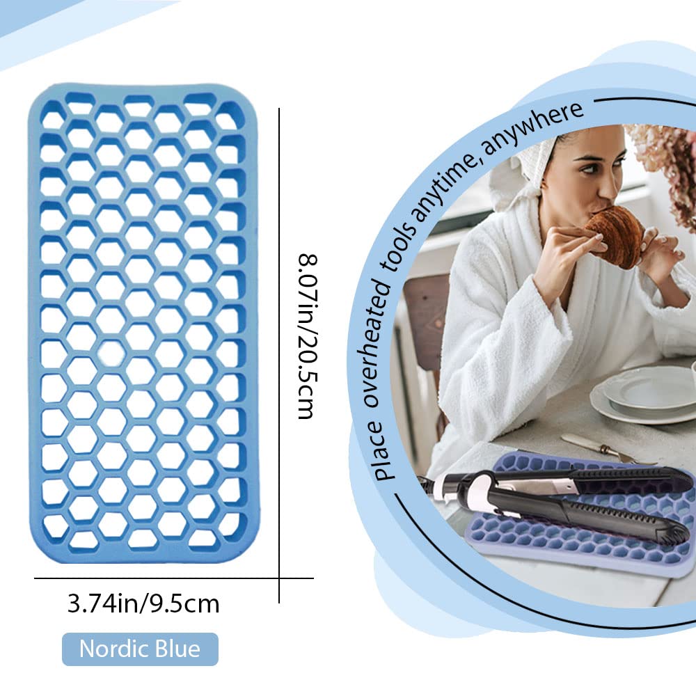 Small Silicone Pad for Curling Iron, Thicker Heat Resistant Silicone Mat for Hair Tools, Portable Hair Styling Tool Rest Holder for Straightener, Hair Dryer, Flat Iron (Pink)