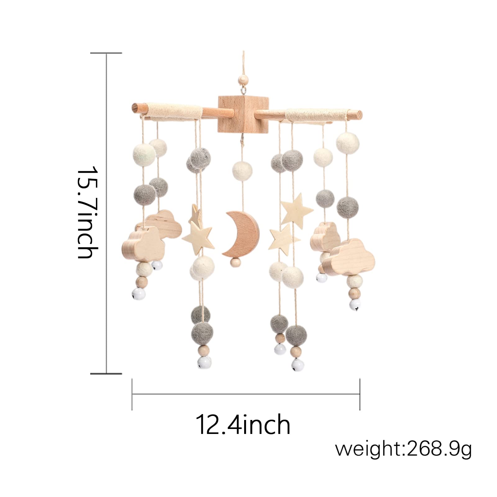 Baby Mobile for Crib | Baby Crib Nursery Mobile Star Moon for Baby Boys and Girls | Boho Nursery Decor | Baby Shower Set for Infant Bedroom Hanging Decoration