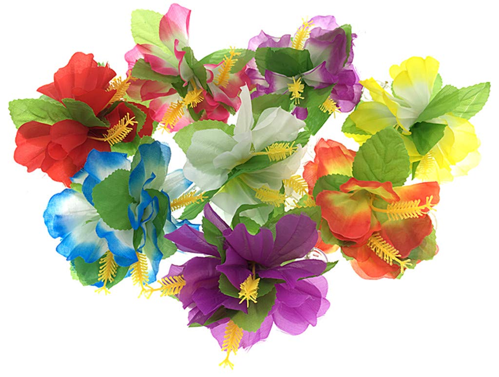 Hawaiian Hibiscus Flower Hair Clip,Fabric Artificial Tropical Flower Hairpin Barrette Hair Accessories for Luau Beach Party(8pcs with Assorted Colors)