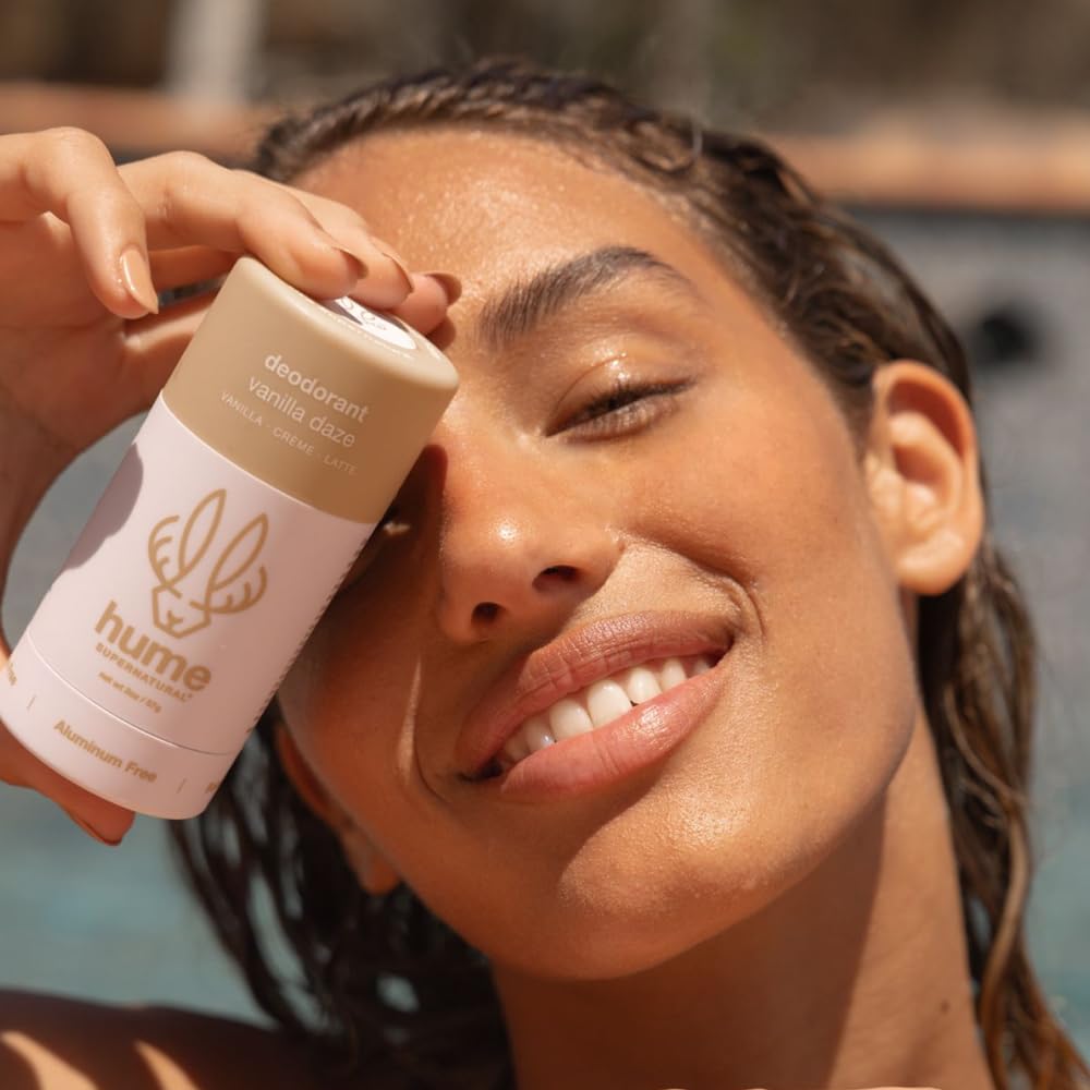 Hume Supernatural Aluminum Free Deodorant for Women & Men - Safe for Sensitive Skin - Probiotic, Plant-Based, Baking Soda Free, Aloe, & Cactus Flower, Anti Sweat, Stain & Odor - Vanilla Daze 2-Pack