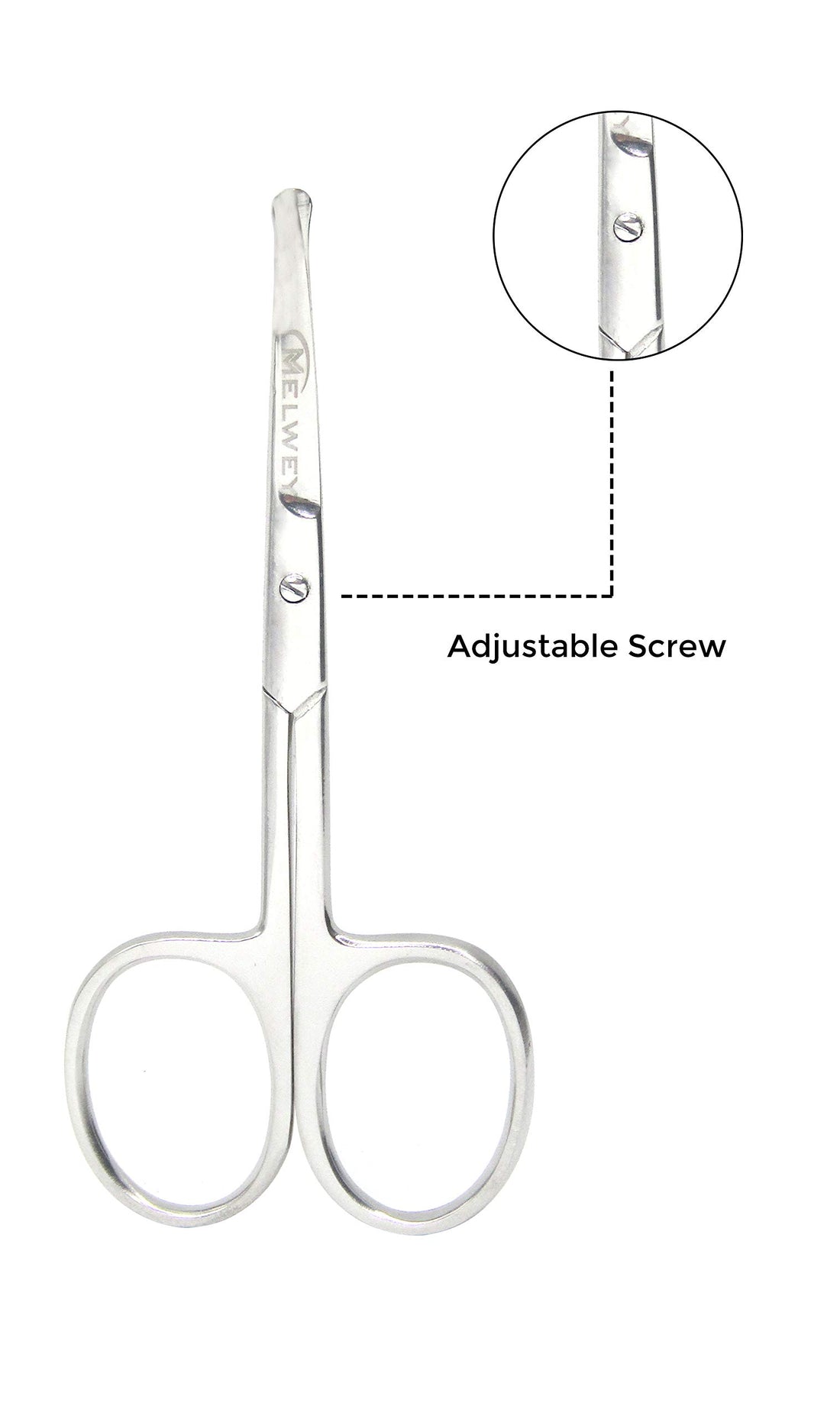 Melwey Rounded Stainless Steel Facial Hair Scissors/Safety Scissor for - Nose, Eyebrows, Facial Hair, Eyelashes, Moustache, Beard Trimming, Baby Nail.