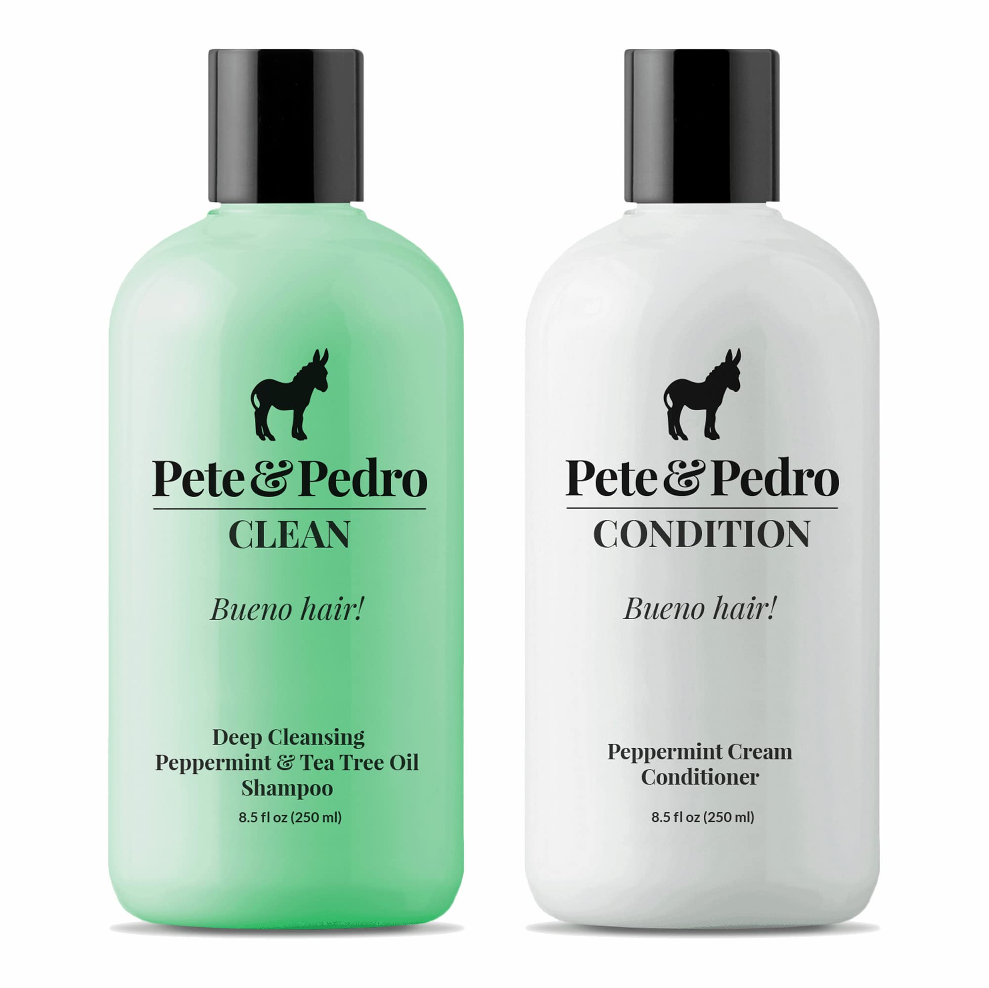 Pete & Pedro CLEAN & CONDITION SET, Tea Tree Oil Shampoo & Peppermint Cream Conditioner Haircare Kit | Deep Cleansing & Conditioning, Dandruff Repair For Men & Women | Seen on Shark Tank, 8.5 oz Each