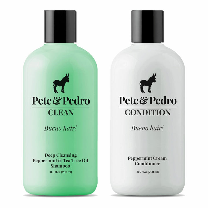 Pete & Pedro CLEAN & CONDITION SET, Tea Tree Oil Shampoo & Peppermint Cream Conditioner Haircare Kit | Deep Cleansing & Conditioning, Dandruff Repair For Men & Women | Seen on Shark Tank, 8.5 oz Each