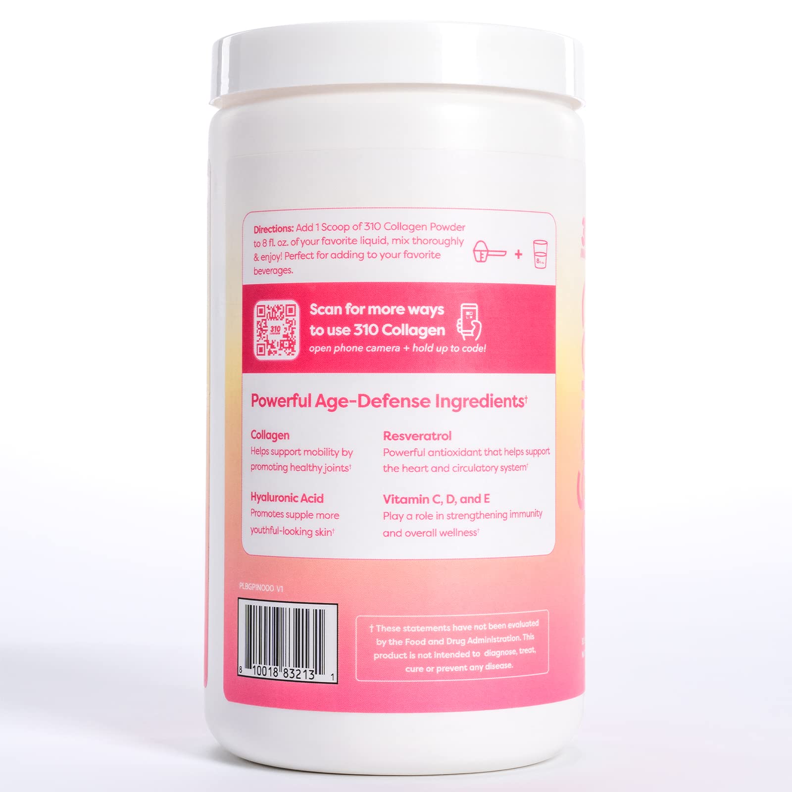 310 Nutrition - Collagen Peptides Protein Powder - Collagen Supplement - Multi Collagen Protein with Vitamins C, D, and E – Keto Friendly – Pink Lemonade 30 Servings