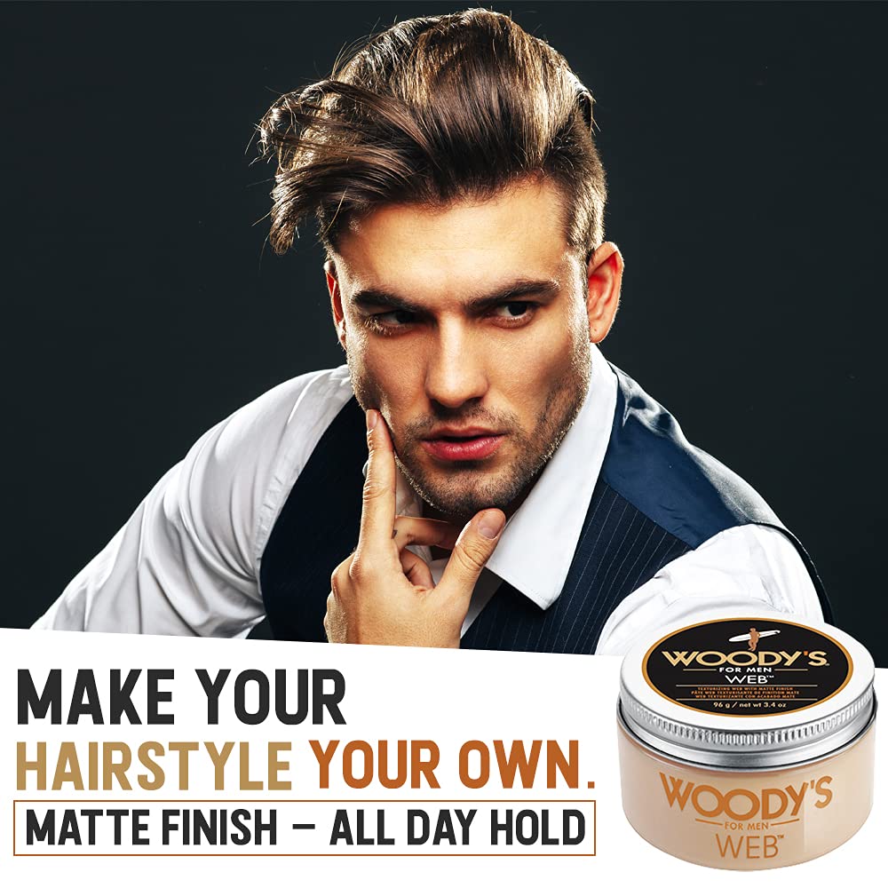 Woody's Web with Matte Finish Pomade for Men, 3.4 Ounce