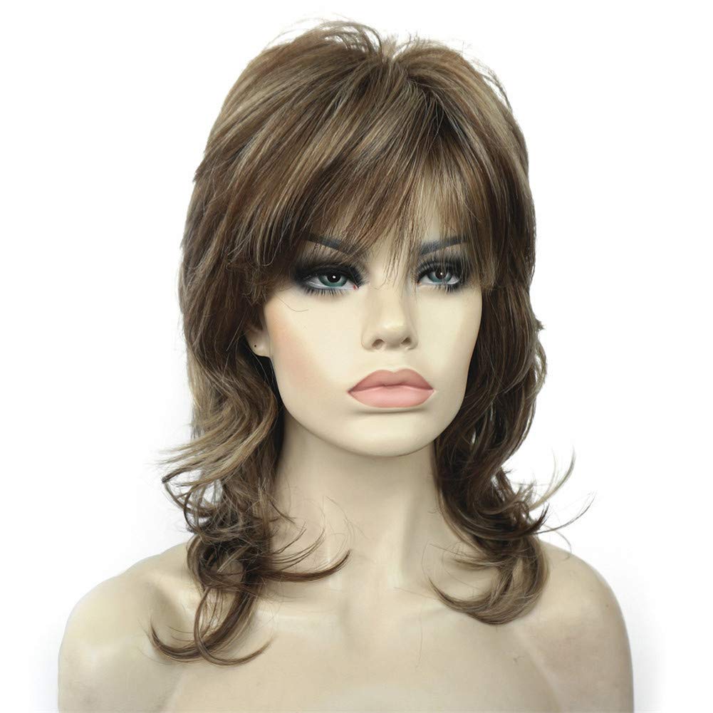 #Ab607: Aimole Shaggy Layered Wig Shoulder Length Women'S Wig With Hair Bangs Premium Synthetic Hair Wig For Women #Ab607
