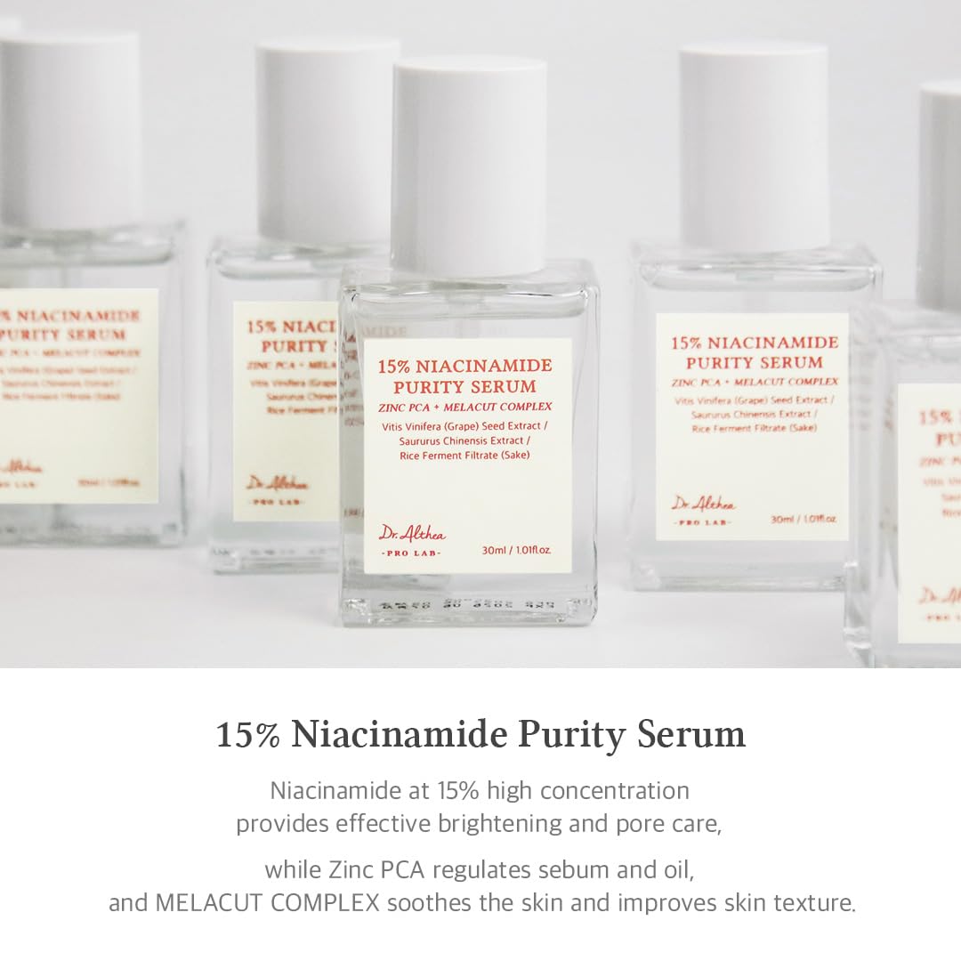 Dr.Althea 15% Niacinamide Purity Serum - 15% Niacinamide included, Overall skintone and texture improvement, Pore care, Serum control with Zinc. Vegan formula, Korean skincare