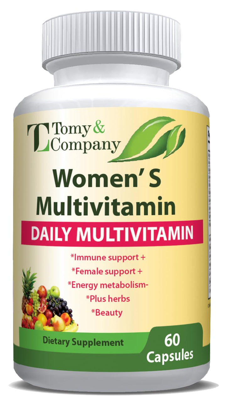 Tomy & Company Gluten-Free Vegetarian Women's Multivitamin with Zinc, B6, B12, Biotin and More - Hair, Skin & Nails, Bone Health, Immune Support, Women's Daily Vitamin Supplements Capsules