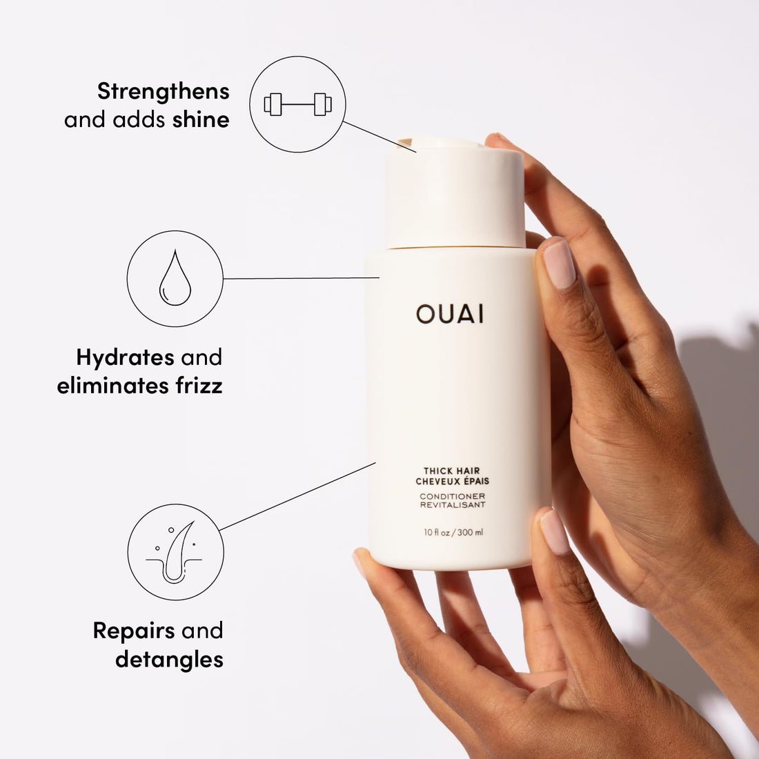 OUAI Thick Hair Conditioner Refill - Moisturizing Conditioner for Dry, Frizzy Hair - Keratin, Marshmallow Root, Shea Butter and Avocado Oil - Paraben, Phthalate and Sulfate Free Hair Care (32 Oz)