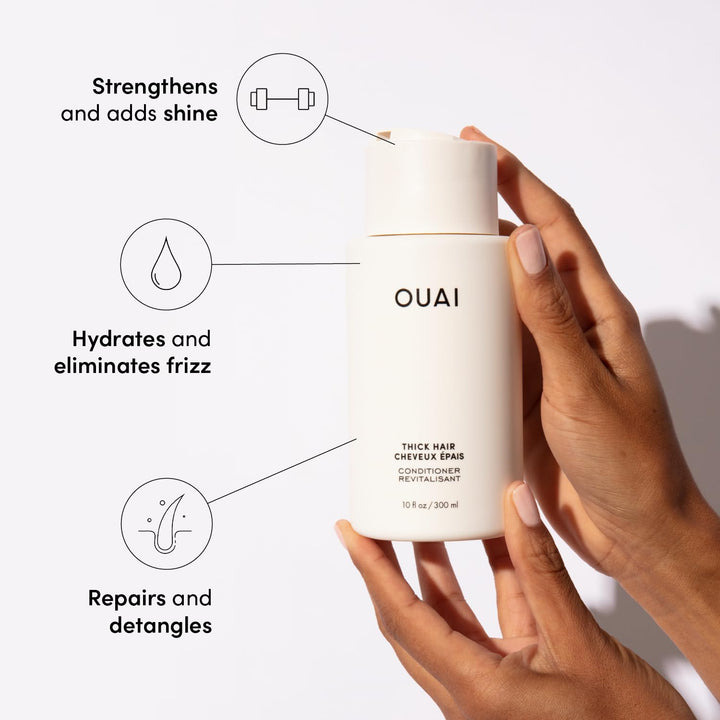 OUAI Thick Hair Conditioner Refill - Moisturizing Conditioner for Dry, Frizzy Hair - Keratin, Marshmallow Root, Shea Butter and Avocado Oil - Paraben, Phthalate and Sulfate Free Hair Care (32 Oz)