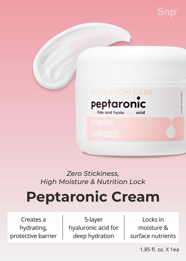 [K Beauty Snp] Peptaronic Skincare Moisturizing Cream | Face Moisturizing, Calming, and Hydrating for All Skin Types | Korean Moisturizer Face Cream with Hyaluronic Acid | 1.9 Oz