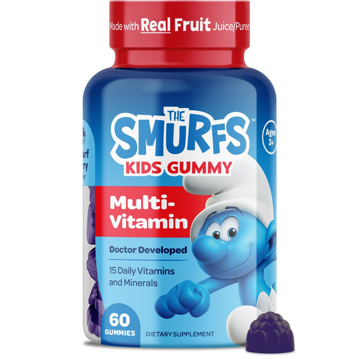 Smurfs Kids Multivitamin Gummies | Multivitamin Gummies for Kids with 15 Vitamins & Minerals | Made with Real Fruit | Doctor Developed | Non-GMO and No Artificial Flavors or Colors | 60 Gummies