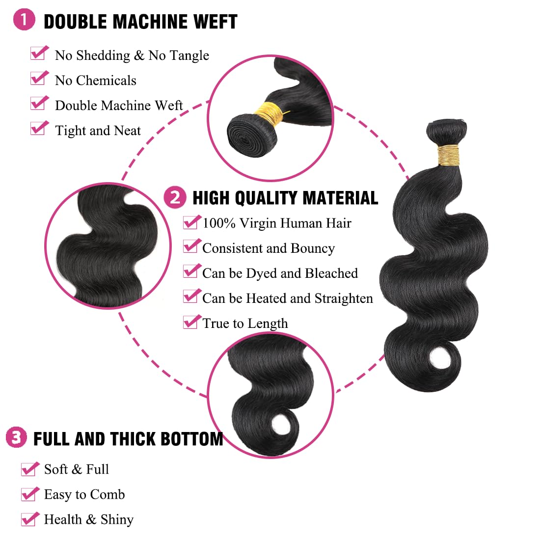 22: Misoun Hair Brazilian Hair Body Wave 22Inch 100% Unprocessed Virgin Human Hair One Bundle Weave Natural Color