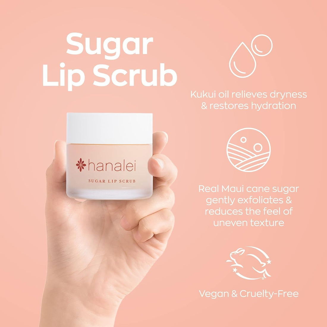 Sugar Lip Scrub by Hanalei Beauty Company (Cruelty-free) Net Weight 22g
