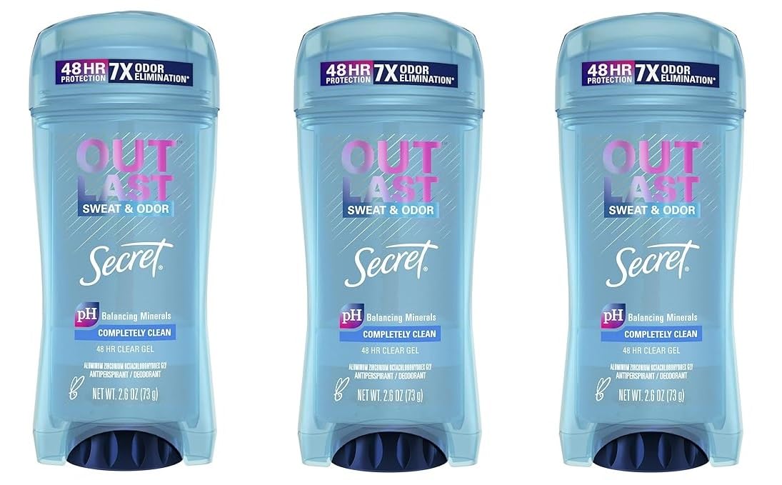 Secret Deodorant Outlast Clear Gel Completely Clean 2.6 Ounce (76ml) (3 Pack)