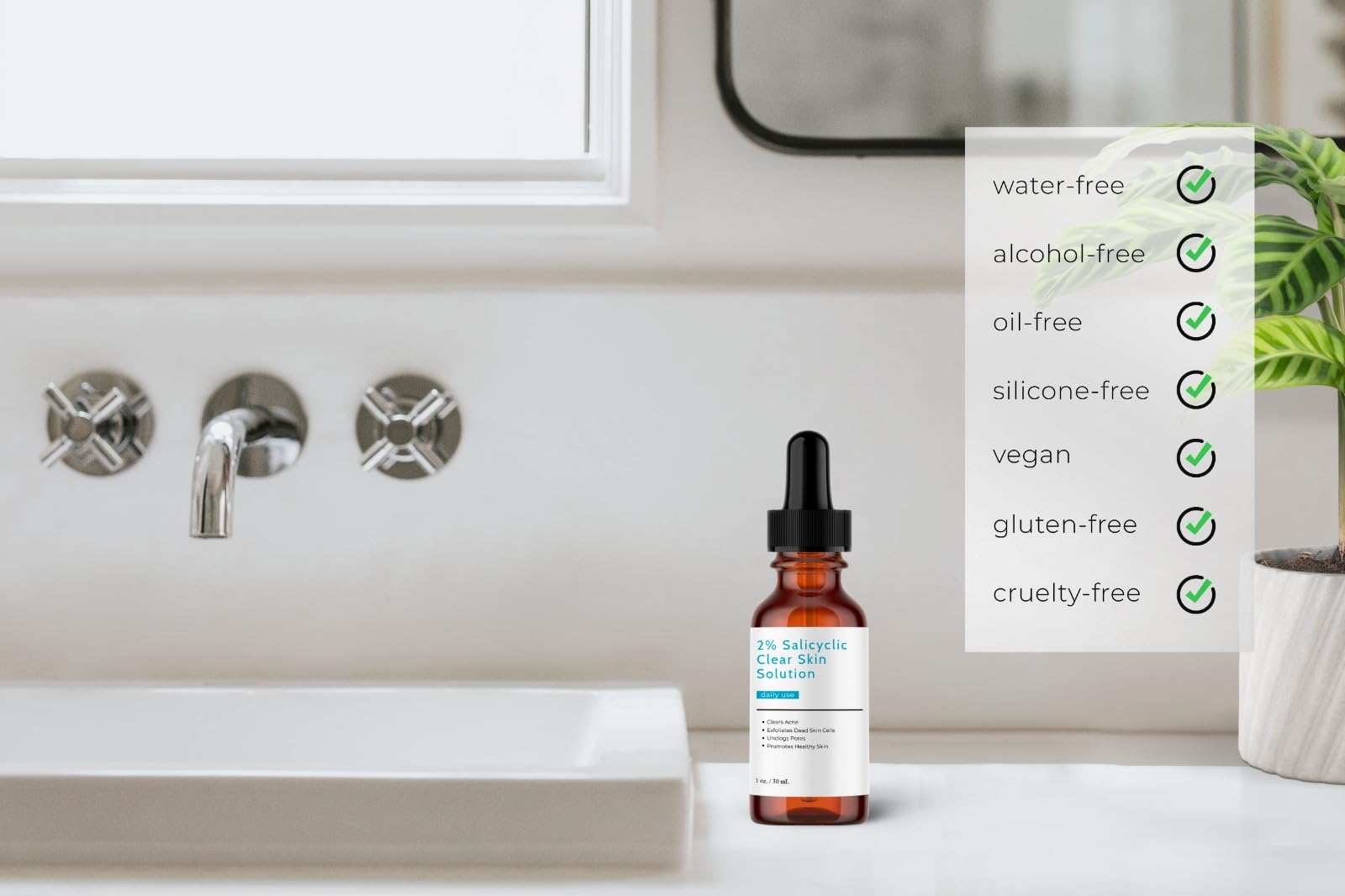 Salicylic Acid 2% Solution (1 Ounce / 30 mL), 2% Salicylic Acid Serum Clearing Pores, Promotes Exfoliation, and Controls Excess Oil in the Pores, by Talsen Chemicals