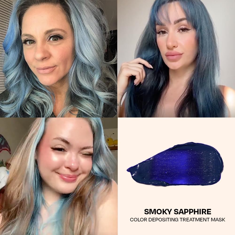 Overtone Color Depositing Semi-Permanent Hair Dye Conditioner - 8 oz For Natural & Color-Treated Hair, Moisturizing Shea Butter & Coconut Oil - Vegan & Cruelty-Free, Smoky Blue is now Smoky Sapphire