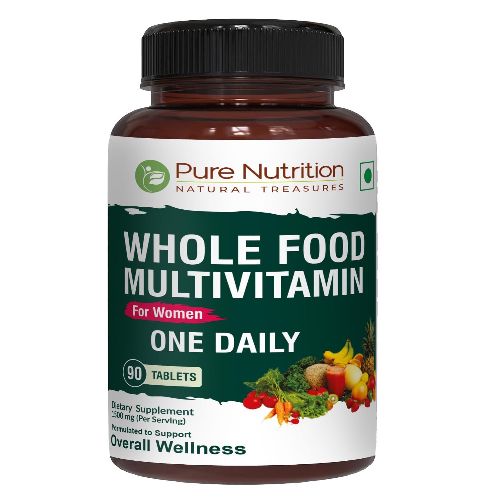 Pure Nutrition Whole Food Multivitamins for Women 1500mg. All Natural Plant-Based Multivitamin - Non GMO | Once Daily | 90 Tablets - 3 Months Supply