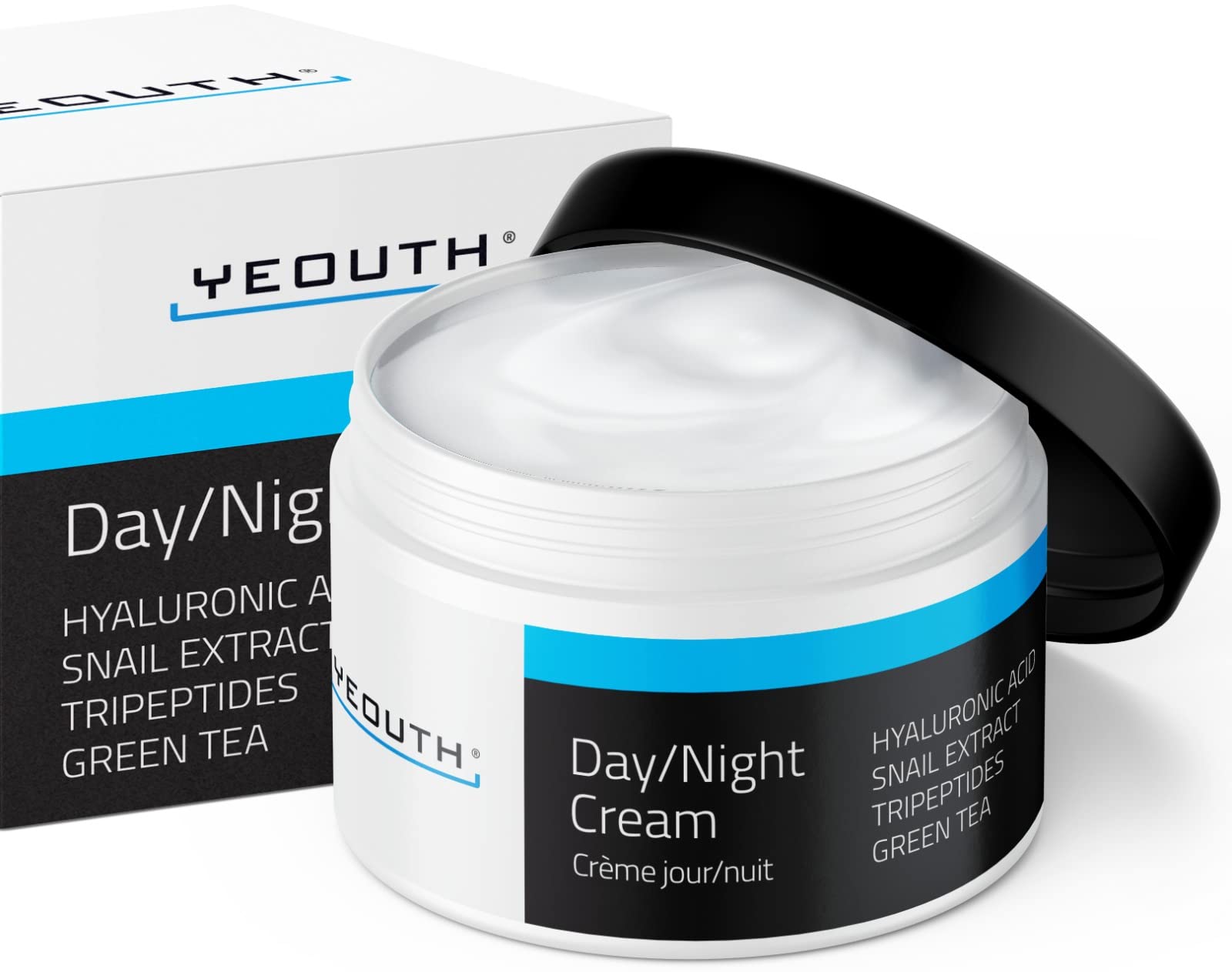YEOUTH Day Night Cream for Face with Hyaluronic Acid, Snail Mucin and Copper Tripeptide - Moisturizer Face Cream - Hydrating Face Moisturizer for Women and Men 4oz - Face Moisturizer