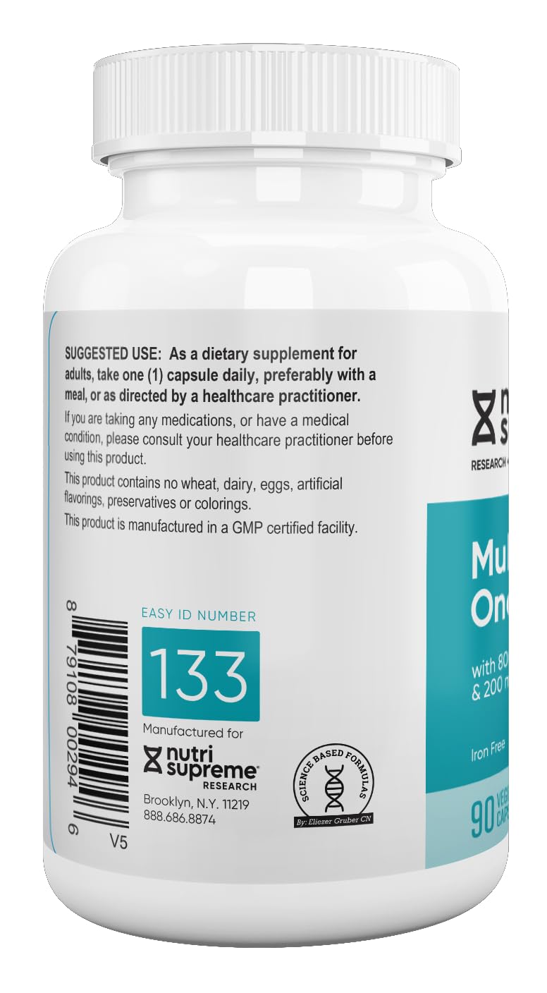 Nutri Supreme Multivitamin for Men and Women with Over 20 Vitamins and Minerals, Daily Nutritional Supplement for Immune Support, Kosher, Vegetarian, 90 Day Supply