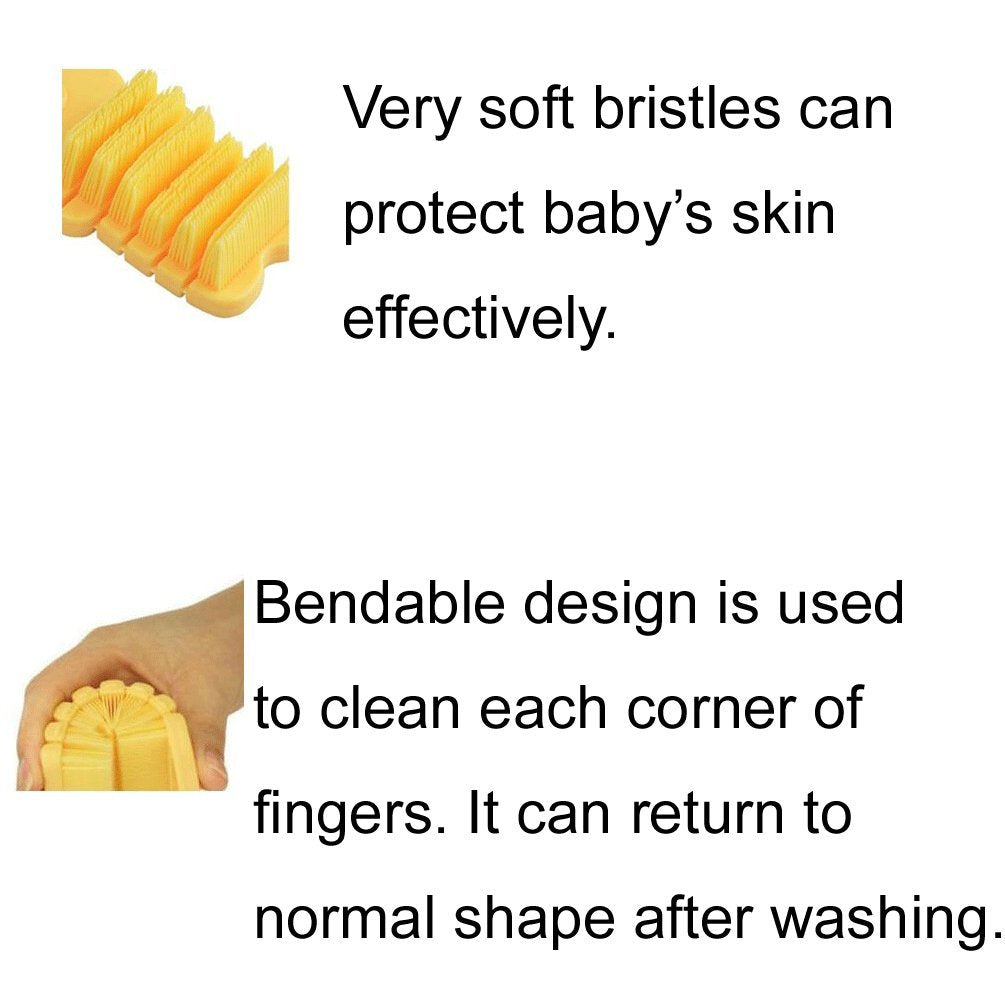 JINCH Nail Scrubber Brush Kids, Finger Nails Scrub Scrubbing Cleaning Washing Brushes with Soft Bristle for Baby and Children, Animal Style and 2 Colors Choice (Yellow)
