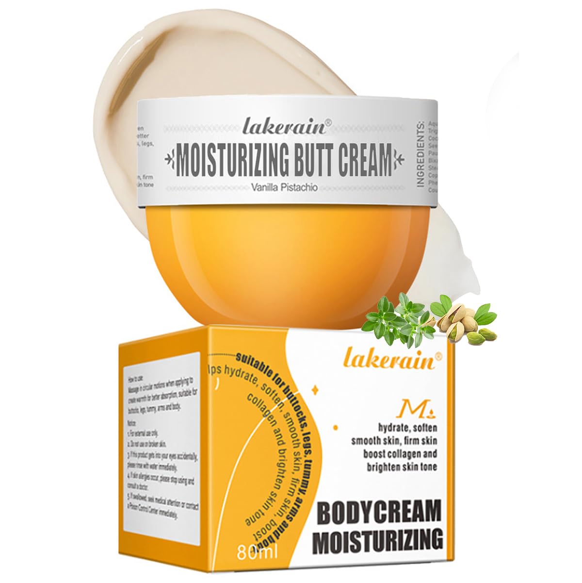 FYEBOO Butt Cream, Body Thigh Butt Firming Cream, Moisturizing Body Skin Repair- Fast Absorbing, Non-Greasy, Smoothening Butt Cream for All Skin, 80ml (#01 Vanilla Pistachio)