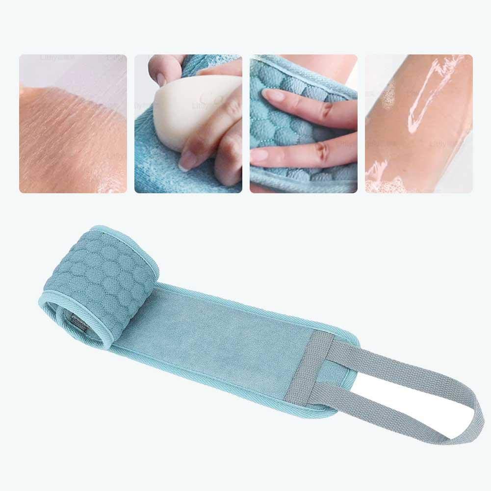 Exfoliating Loofah Back Scrubber, Double-Sided Scrubbing Belt, Delaying Skin Aging, Men and Women Washing Back Cushion