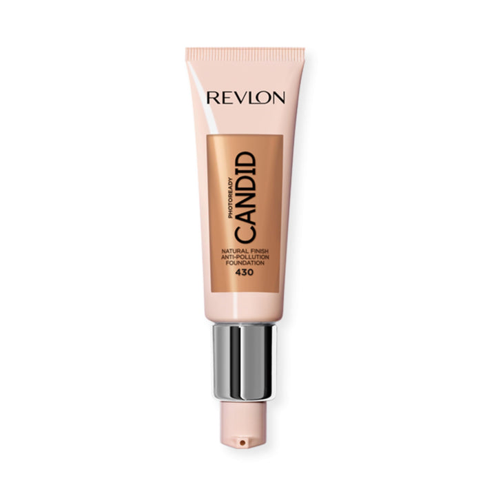 Revlon PhotoReady Candid Natural Finish Foundation, with Anti-Pollution, Antioxidant, Anti-Blue Light Ingredients, 430 Honey Beige, 0.75 fl. oz.