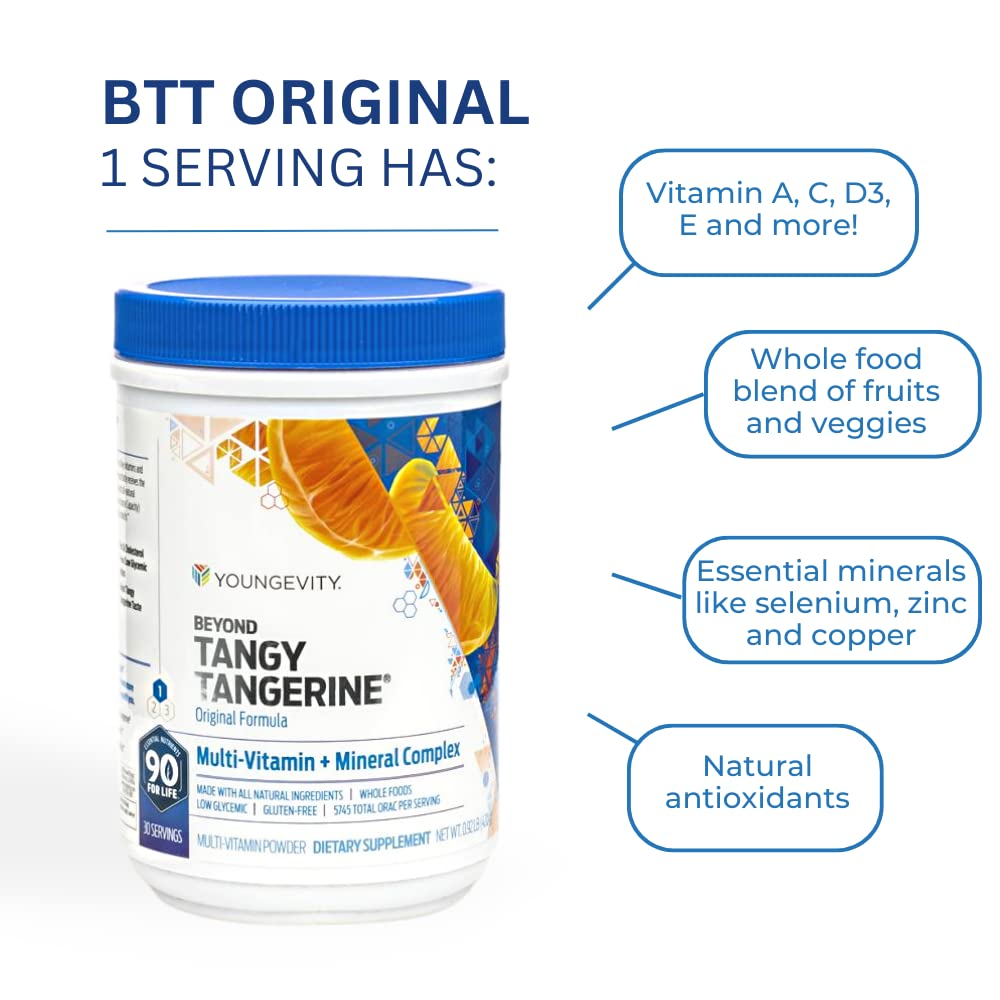 Youngevity Beyond Tangy Tangerine - Original Formula | Multi-Vitamin & Mineral Complex | Made with Natural & Whole Foods | 5,745 ORAC | 6 Pack