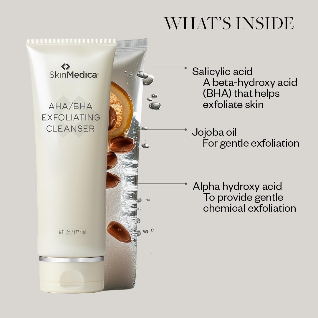SkinMedica AHA/BHA Exfoliating Cleanser - Gently Scrub Away Dead Skin with Exfoliating Face Wash Cleanser, Improving the Appearance of Skin Tone and Texture, 6 Fl Oz