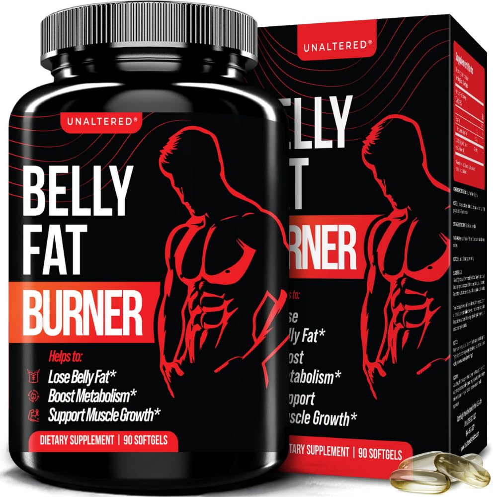 UNALTERED Belly Fat Burner for Men - Natural Weight Loss Pills to Support Reduced Body Fat, Preservation of Lean Muscle Mass, and a Healthy Metabolism - CLA Dietary Supplement - 90 Softgel Capsules