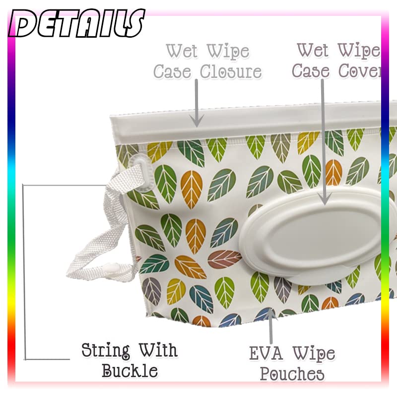 Portable Pouch Bags Set, 2 Pack Wet Wipe Holder Container, Reusable and Refillable Personal Travel Wet Wipes Dispenser Cases