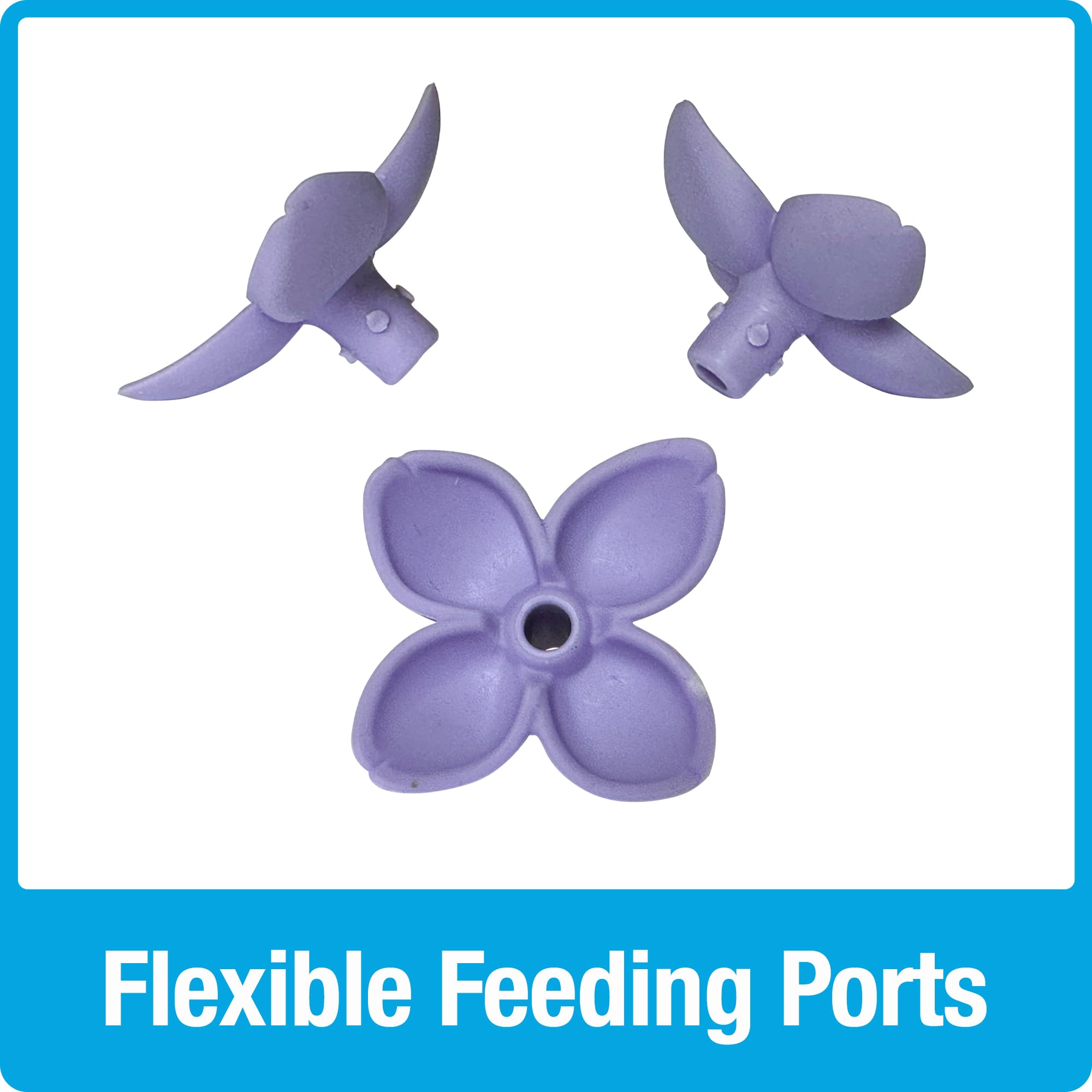 Nature's Way Hanging Glass Hummingbird Feeder for Outdoor Decor, 29 Ounce Capacity Nectar Feeder, 4 Easy to Clean Flexible Ports, Purple Lilac