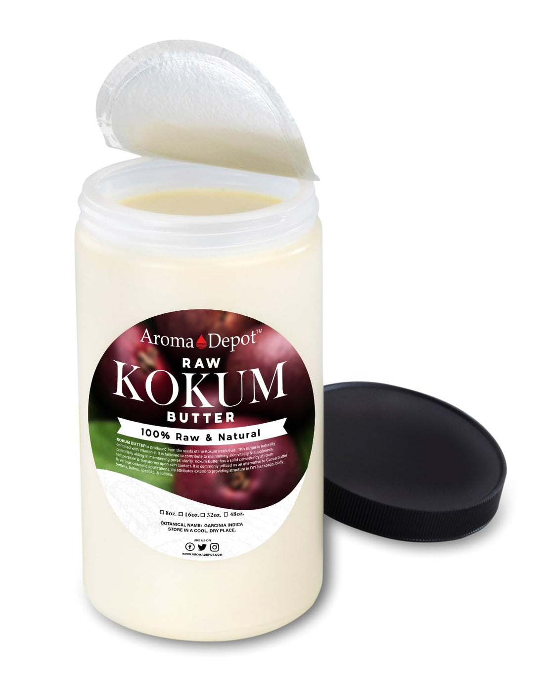 Aroma Depot 2 lb. Raw Unrefined Kokum Butter JAR Great for Skin, Body and Hair. 100% Pure I Natural I Cold Pressed I Thickener for Body Butters, Sunscreens, Soaps, Deodorants and Lotions.